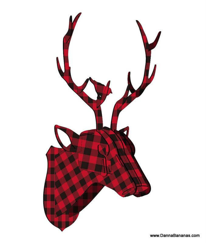 Plaid Reindeer Puzzle Plaque Assembled Picture