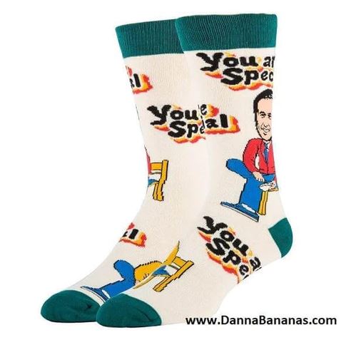 Mister Rogers “You Are Special” socks celebrating International Transgender Day of Visibility