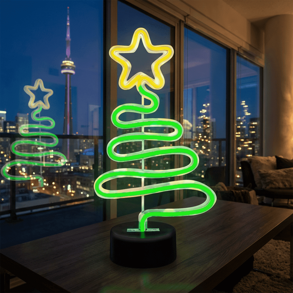 Festive Neon Light Up Christmas Tree Toronto - LED holiday decoration for condos