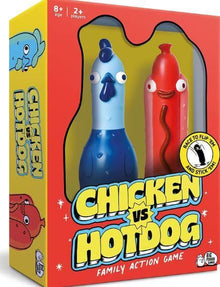 Chicken Vs Hot Dog family action party game boxed set with funny blue chicken and red hot dog characters for ages 8 and up.