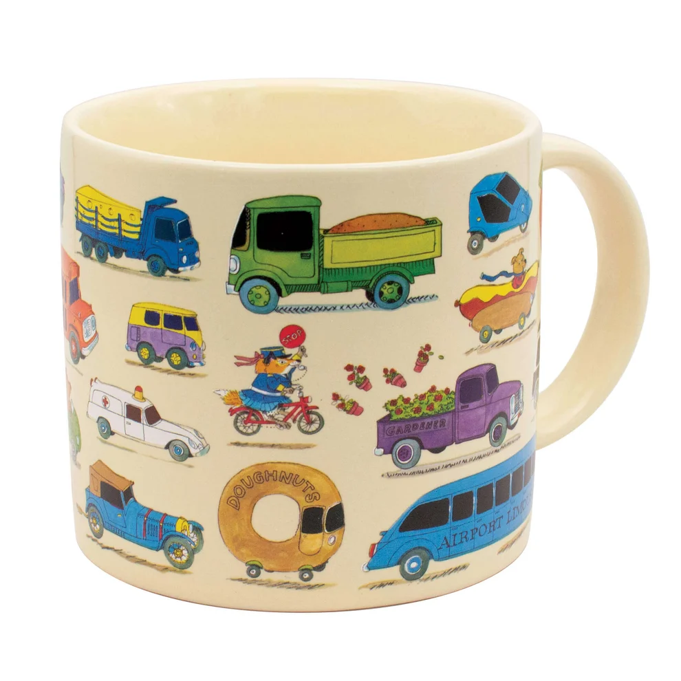 Richard Scarry Cars and Trucks mug with colourful vehicle illustrations