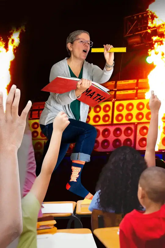 Math teacher wearing 'Teachers Rock' crew socks – Funny educator gift for back-to-school Canada