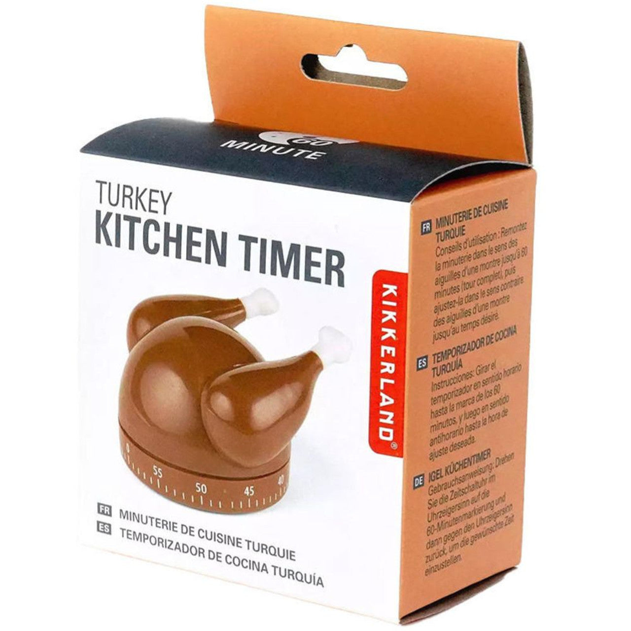 Turkey Kitchen Timer in packaging — a novelty 60-minute mechanical timer shaped like a turkey, perfect for Canadian Thanksgiving cooking and funny kitchen gifts.