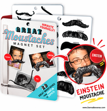 Great Moustaches Magnet Set with Einstein moustache highlighted in a close-up.