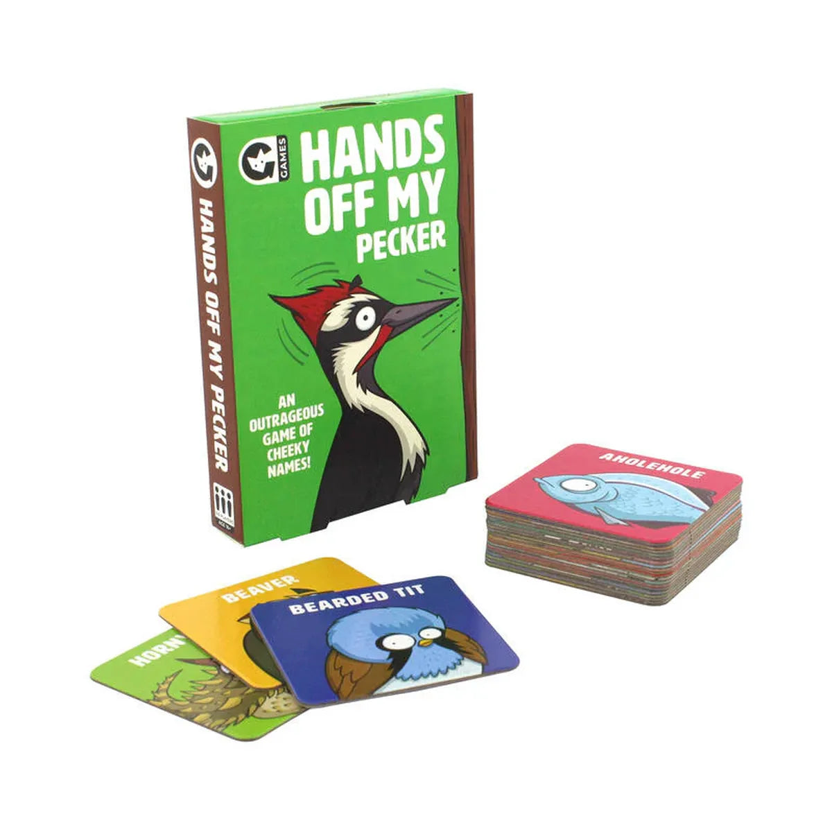 Hands Off My Pecker card game box and tiles