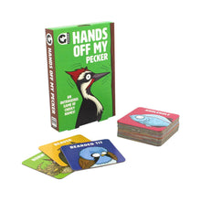 Hands Off My Pecker card game box and tiles