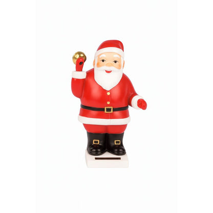 Solar Santa figurine waving, holiday decoration.