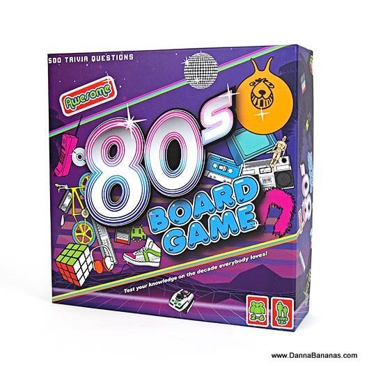 Awesome 80s Board Game box featuring retro trivia and iconic 80s imagery.