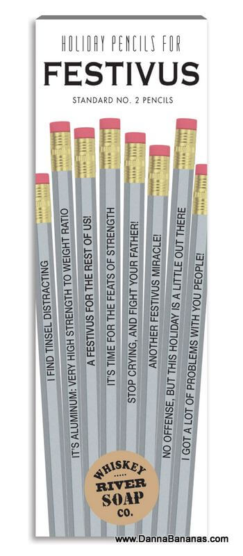Explore the Holiday Pencils For Festivus by Whiskey River Soap Co., an ideal choice for Seinfeld enthusiasts! Each pencil features clever Festivus phrases such as "A Festivus for the rest of us" and "No coffee, but this holiday is all out of cheer.