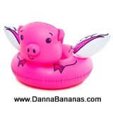 Funny inflatable pool float shaped like a flying pig