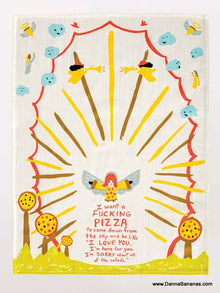 I Want a Fucking Pizza Dish Towel