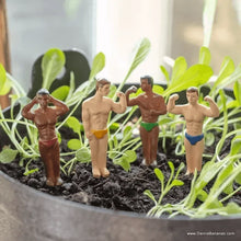 Mini Plant Pot Hunks posing in a house plant