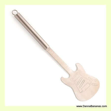 A BBQ spatula shaped like an electric guitar, featuring a striking guitar design on a plain white background from GAMAGO.