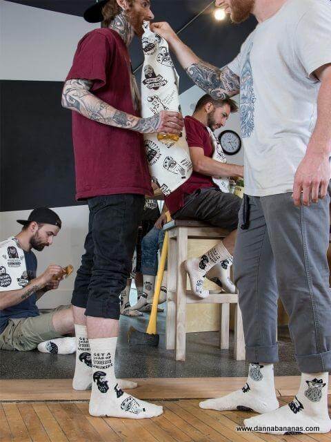 Get A Load Of These Whiskers Men's Crew Socks Showing Some Leg Picture